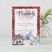 Rustic Tartan Flannel & Fizz Winter Vrijgezellenfe Kaart (Staand voorkant)