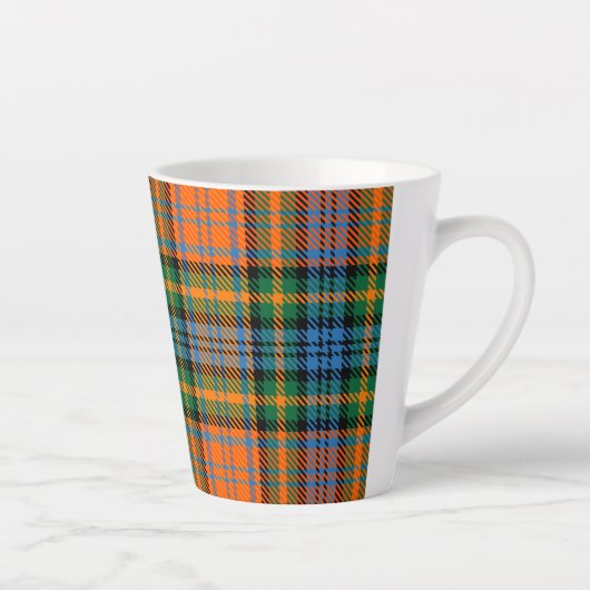Rustic Tartan Murray Plaid Sinaasappel Blue Check Latte Mok (Rechts)