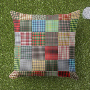 Rustic tartan patchwork buitenkussen