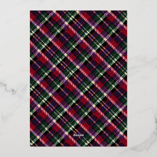 Rustic Tartan Plaid Arch Foto Vrolijk Kerstfeest Folie Feestdagenkaart (Achterkant)