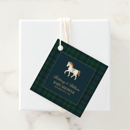 Rustic Tartan Plaid Horse Baby Shower  Bedankjes Labels (In situ)