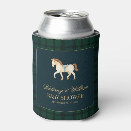 Rustic Tartan Plaid Horse Baby Shower Blikjeskoeler (Blikje Voorkant)