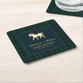 Rustic Tartan Plaid Horse Baby Shower  Kartonnen Onderzetters