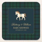Rustic Tartan Plaid Horse Baby Shower  Kartonnen Onderzetters (Voorkant)