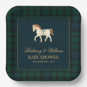 Rustic Tartan Plaid Horse Baby Shower  Papieren Bordje (Voorkant)