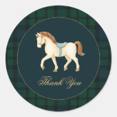 Rustic Tartan Plaid Horse Baby Shower Ronde Sticker (Voorkant)