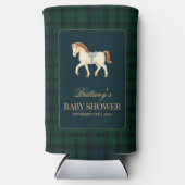 Rustic Tartan Plaid Horse Baby Shower Seltzer Blikjeskoeler (Voorkant)