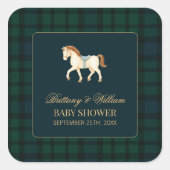 Rustic Tartan Plaid Horse Baby Shower  Vierkante Sticker (Voorkant)