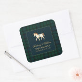 Rustic Tartan Plaid Horse Baby Shower  Vierkante Sticker (Envelop)