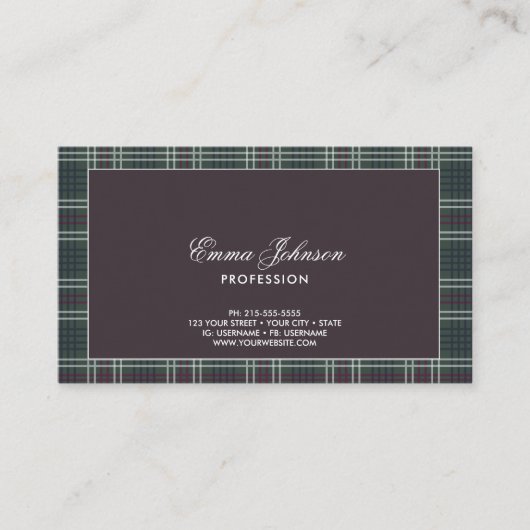 Rustic Tartan Plaid Visitekaartje (Voorkant)