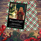 Rustic Tartan Pset Merry & Bright FotoKerstmis Feestdagenkaart