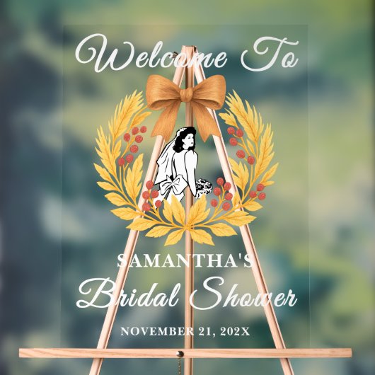 Rustic Tarwe & Berry Herfst Vrijgezellenfeest Welk Acryl Bord (Neutraal)