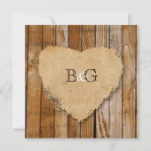 Rustic Tattered Heart Wood Kijk Country Weddenscha Kaart (Achterkant)