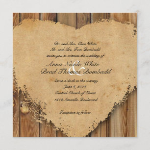 Rustic Tattered Heart Wood Kijk Country Weddenscha Kaart