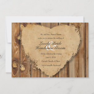 Rustic Tattered Heart Wood Kijk Country Weddenscha Kaart
