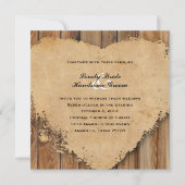 Rustic Tattered Heart Wood Style Country Wedding Kaart (Voorkant)