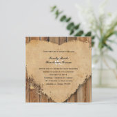 Rustic Tattered Heart Wood Style Country Wedding Kaart (Staand voorkant)