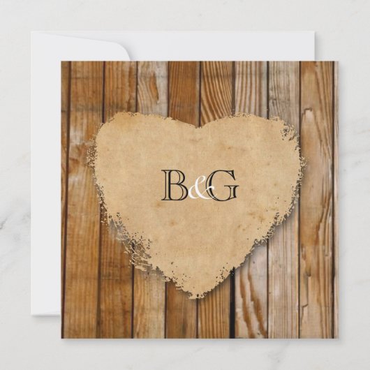 Rustic Tattered Heart Wood Style Country Wedding Kaart (Achterkant)