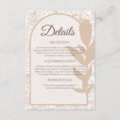 Rustic Taupe Botanical Wedding Details Card Informatiekaartje (Voorkant)