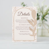 Rustic Taupe Botanical Wedding Details Card Informatiekaartje (Staand voorkant)