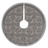 RUSTIC TAUPE EN ZILVEREN KERSTDAMAST OP MAAT  KERSTBOOM ROK (Voorkant)