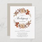 Rustic Taupe Fall laat Thanksgiving eten Uitnodiging Briefkaart (Voorkant / Achterkant)