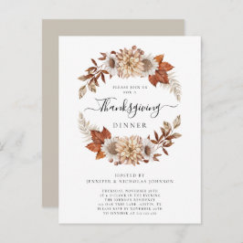 Rustic Taupe Fall laat Thanksgiving eten Uitnodiging Briefkaart