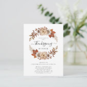 Rustic Taupe Fall laat Thanksgiving eten Uitnodiging Briefkaart (Staand voorkant)