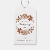 Rustic Taupe Fall leves Happy Thanksgiving Cadeaulabel (Voorkant)