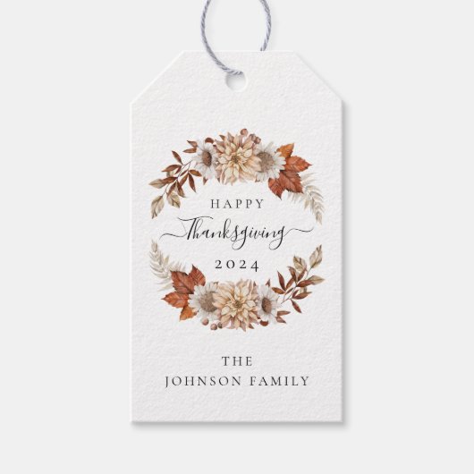 Rustic Taupe Fall leves Happy Thanksgiving Cadeaulabel (Voorkant)