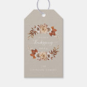 Rustic Taupe Fall leves Happy Thanksgiving Cadeaulabel (Voorkant)