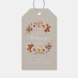 Rustic Taupe Fall leves Happy Thanksgiving Cadeaulabel