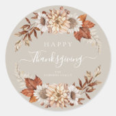 Rustic Taupe Fall leves Happy Thanksgiving Ronde Sticker (Voorkant)