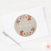 Rustic Taupe Fall leves Happy Thanksgiving Ronde Sticker (Envelop)