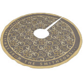 RUSTIC TAUPE & GOLD CHRISTMAS DAMASK PERSONALISEER KERSTBOOM ROK (Gekanteld)