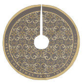 RUSTIC TAUPE & GOLD CHRISTMAS DAMASK PERSONALISEER KERSTBOOM ROK (Voorkant)