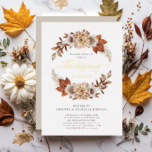 Rustic Taupe Herfst Floral Thanksgiving Dinner Gol