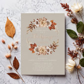 Rustic Taupe Herfst Floral Thanksgiving Folie Uitnodiging