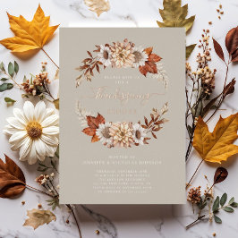 Rustic Taupe Herfst Floral Thanksgiving Folie Uitnodiging