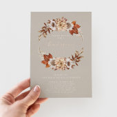Rustic Taupe Herfst Floral Thanksgiving Folie Uitnodiging