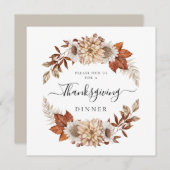 Rustic Taupe Herfst Floral Thanksgiving Kaart (Voorkant / Achterkant)