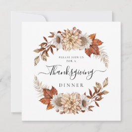 Rustic Taupe Herfst Floral Thanksgiving Kaart