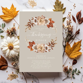 Rustic Taupe Herfst Floral Thanksgiving Kaart