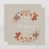 Rustic Taupe Herfst Floral Thanksgiving Kaart (Voorkant / Achterkant)