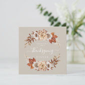 Rustic Taupe Herfst Floral Thanksgiving Kaart (Staand voorkant)