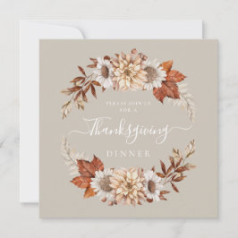 Rustic Taupe Herfst Floral Thanksgiving Kaart