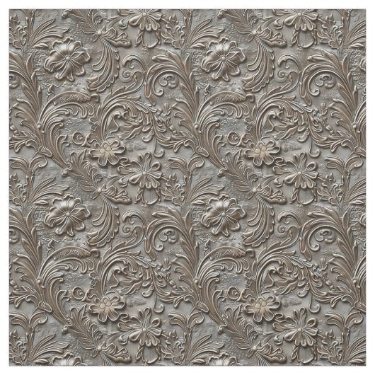 Rustic taupe tooled leather stof (Swatch)
