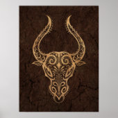 Rustic Taurus Zodiac Sign on Stone Effect Poster (Voorkant)