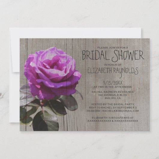 Rustic Tea Roos Bridal Shower Invitations Kaart (Voorkant)