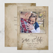 Rustic Tea Stain Uw foto sparen de NIEUWE Datum Kaart (Voorkant / Achterkant)